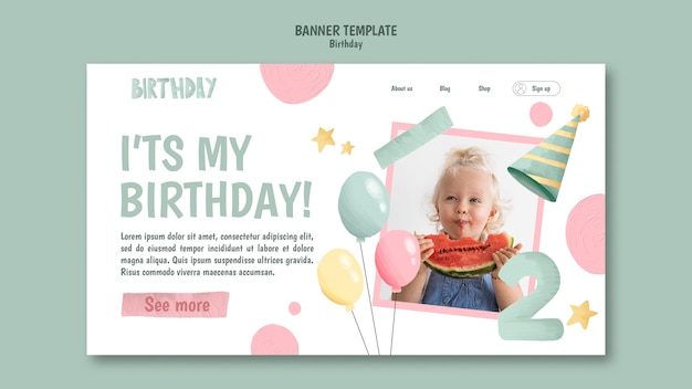 Landing page template for birthday party celebration