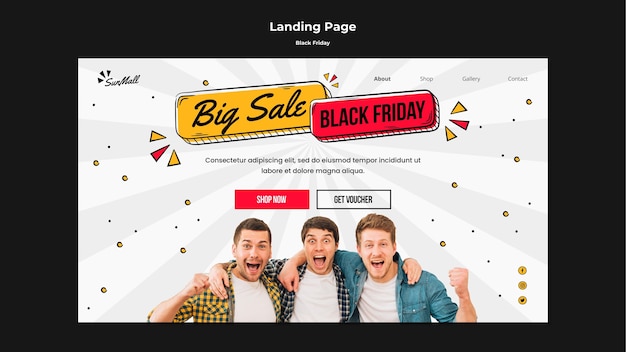 Landing page template for black friday sale