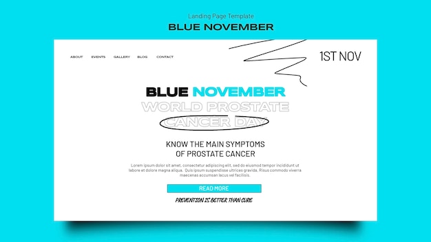 Modello di pagina di destinazione per la celebrazione di novembre blu