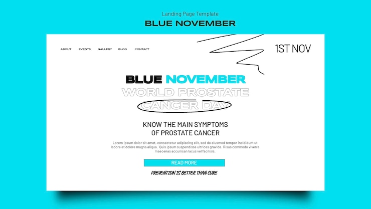 Free PSD landing page template for blue november celebration