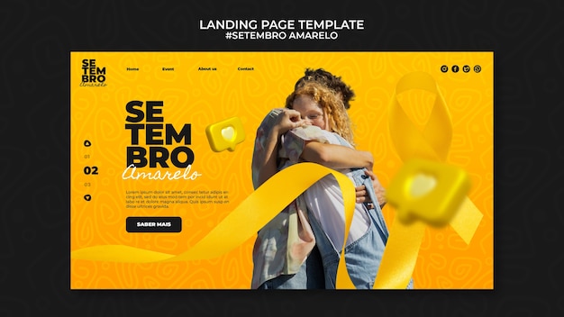 Free PSD landing page template for brazilian suicide month prevention awareness campaign