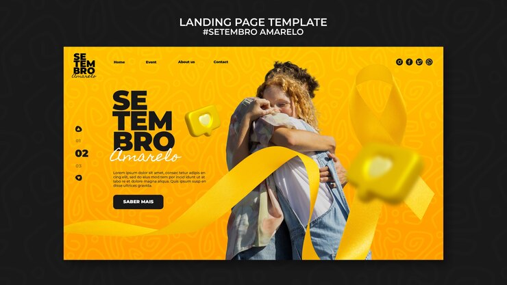 Free PSD landing page template for brazilian suicide month prevention awareness campaign