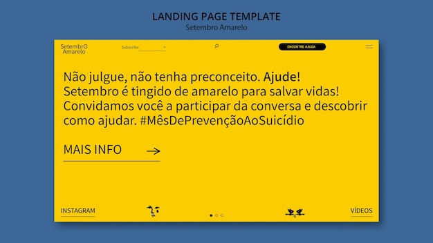 PSD gratuito modello di pagina di destinazione per la consapevolezza del mese di prevenzione del suicidio brasiliano