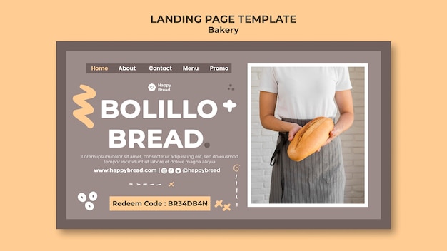 Free PSD landing page template for bread shop