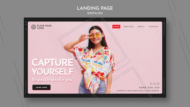 Free PSD landing page template for capture yourself theme