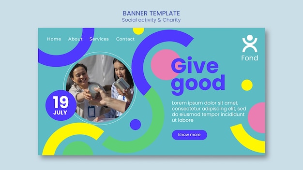 Landing page template for charity and philanthropy