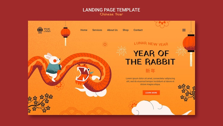 Free PSD landing page template for chinese new year celebration
