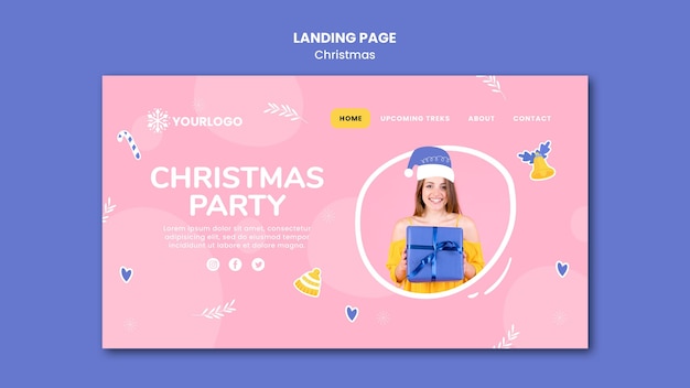 Free PSD landing page template for christmas party