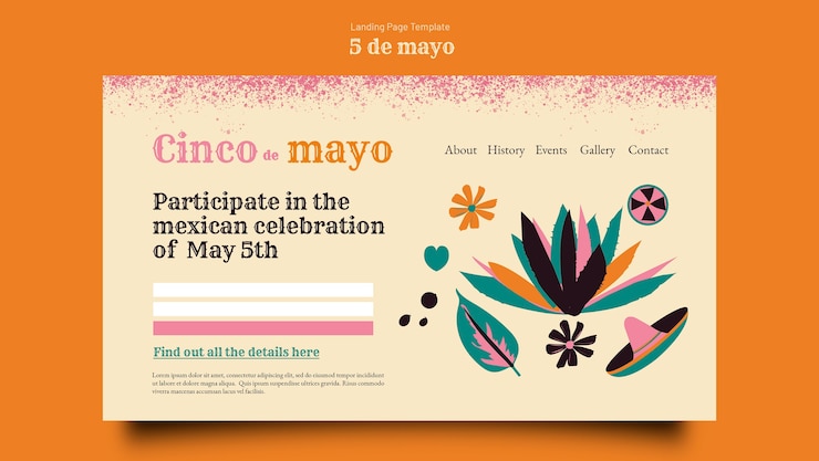 Free PSD landing page template for cinco de mayo celebration