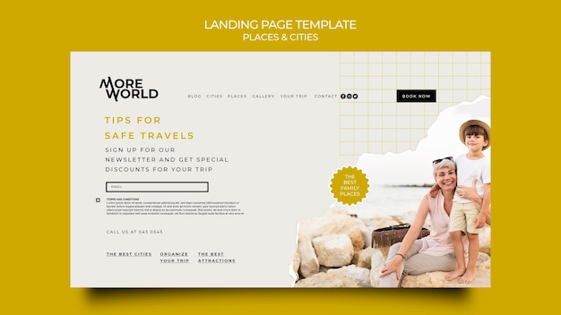 Free PSD landing page template for cities and places traveling