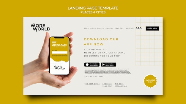 Free PSD landing page template for cities and places traveling