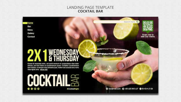 Landing page template for cocktail bar