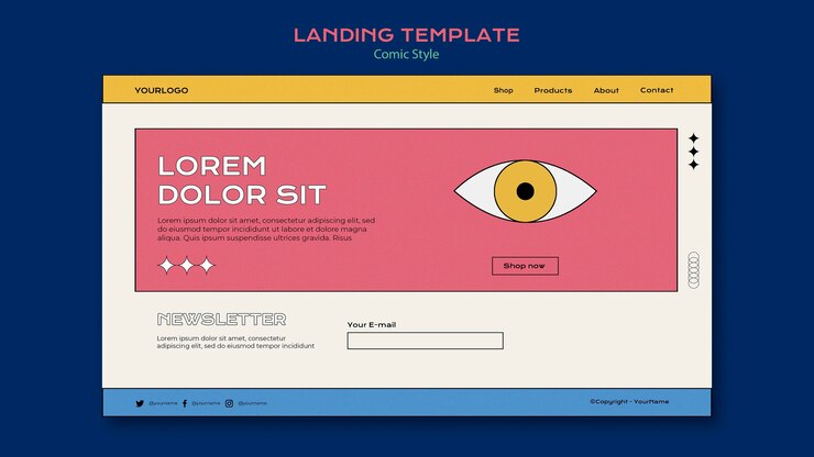 Free PSD landing page template in comic style