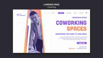 PSD gratuito modello di pagina di destinazione per lo spazio di coworking