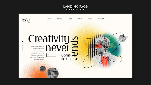 Free PSD landing page template for creativity