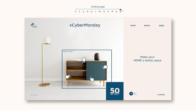 Free PSD landing page template for cyber monday shopping