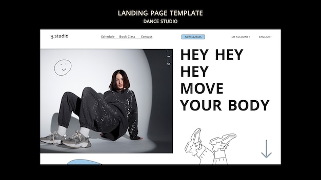 Free PSD landing page template for dance studio classes