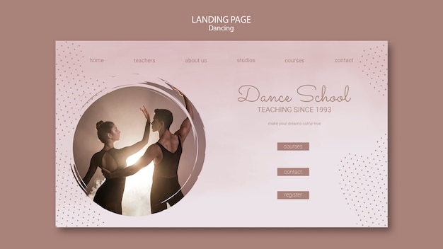 Landing page template for dancing performers