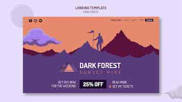 Free PSD landing page template for dark forest hiking