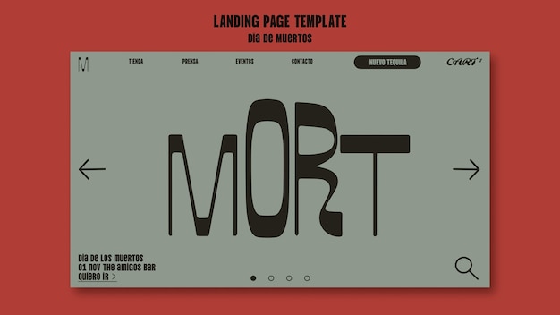 Free PSD landing page template for dia de muertos holiday