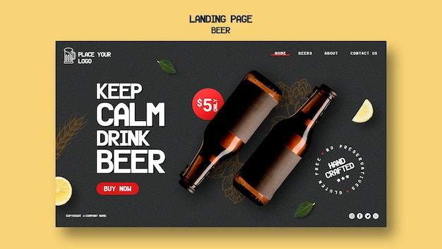 Landing page template for drinking beer