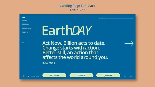 Landing page template for earth day celebration