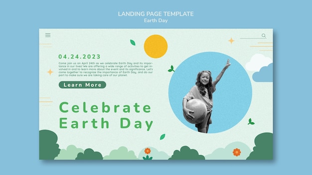 Landing page template for earth day celebration