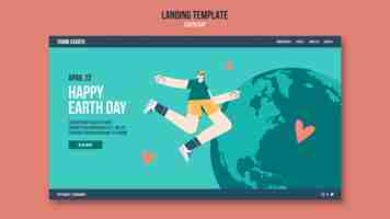 Free PSD landing page template for earth day with people and planet