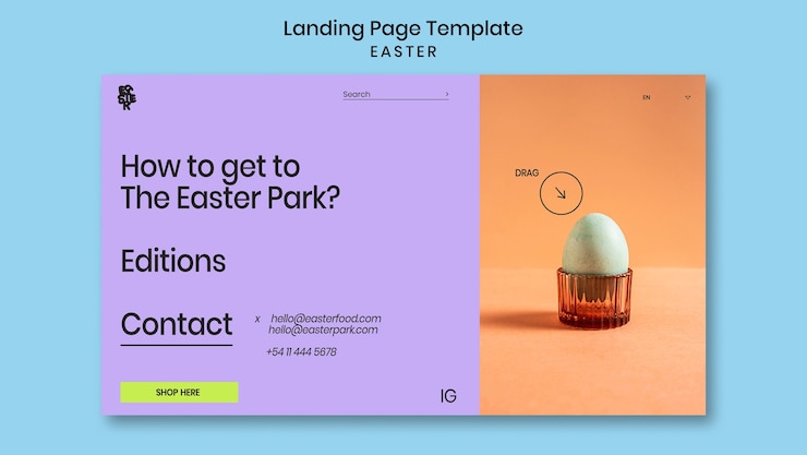 Free PSD landing page template for easter celebration