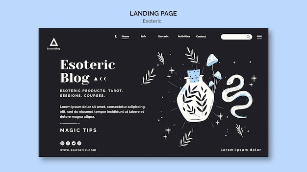 Landing page template for esoteric blog
