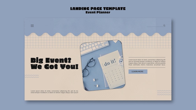 Free PSD landing page template for event planner