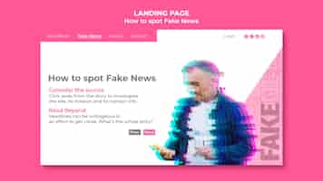 Free PSD landing page template for fake news spotting