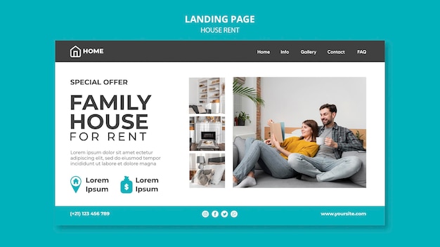 Free PSD landing page template for family house renting