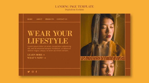 Landing page template for fashion lifestyle