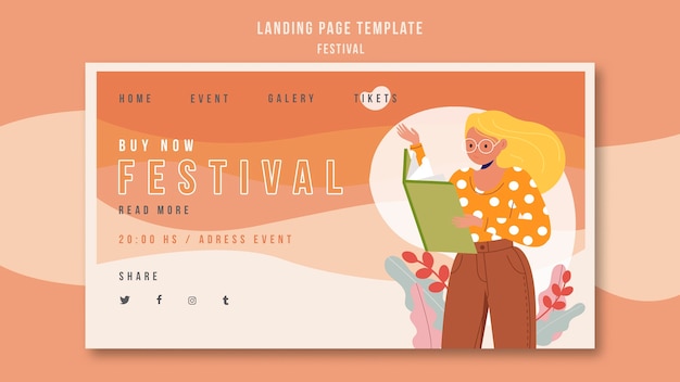 Landing page template festival ad