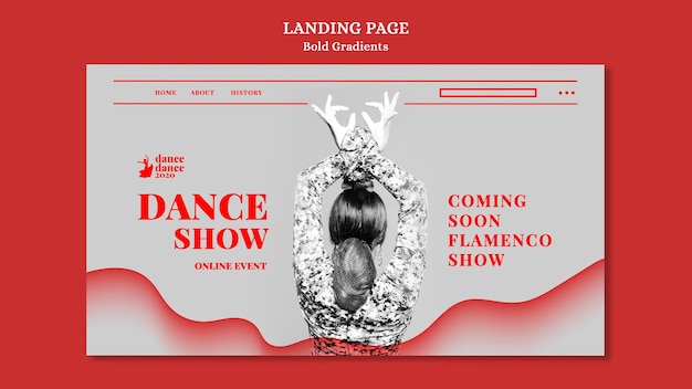 Free PSD landing page template for flamenco show with female dancer