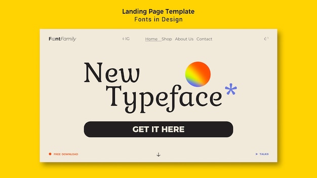 Landing page template for fonts and design