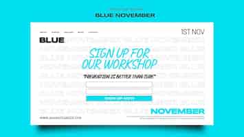Бесплатный PSD Шаблон целевой страницы для празднования голубого ноября