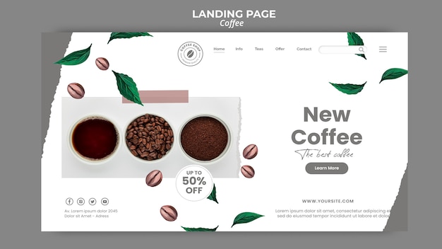 無料PSD コーヒーのランディングページテンプレート