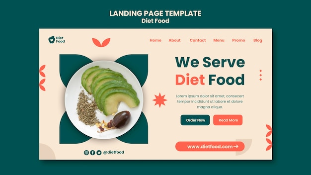 無料PSD ダイエット食品のランディングページテンプレート