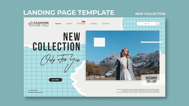 자연 속에서 여자와 패션 컬렉션을위한 방문 페이지 템플릿