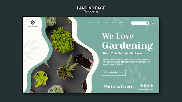 無料PSD ガーデニングのランディングページテンプレート