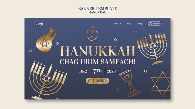 無料PSD ハヌカのユダヤ人のお祝いのためのランディング ページ テンプレート