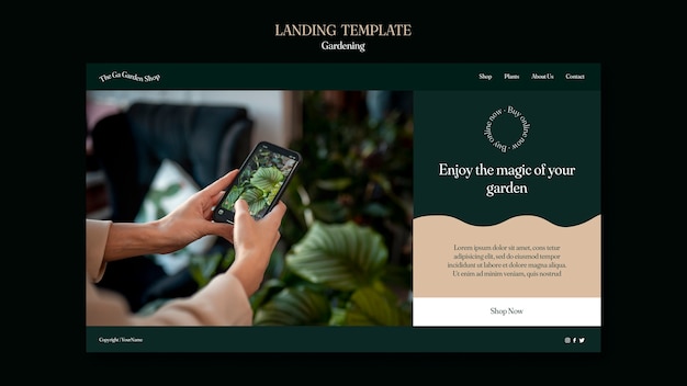 無料PSD 屋内植物成長のためのランディングページテンプレート