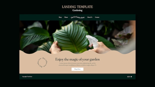 無料PSD 屋内植物成長のためのランディングページテンプレート
