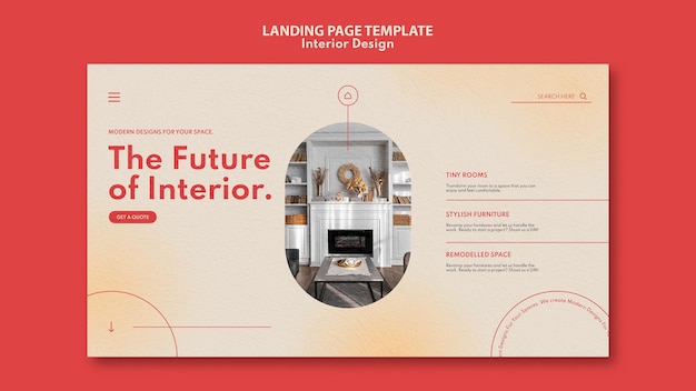 無料PSD インテリアデザインのランディングページテンプレート