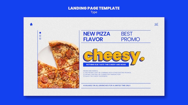 無料PSD 新しい安っぽいピザフレーバーのランディングページテンプレート
