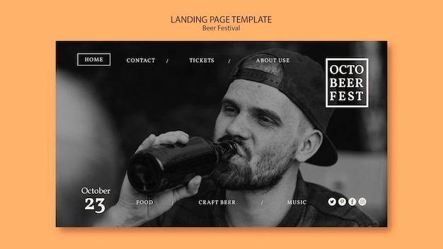 無料PSD オクトビアフェストのランディングページテンプレート
