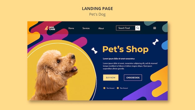 無料PSD ペットショップビジネスのランディングページテンプレート