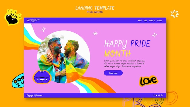 無料PSD プライド月間お祝いのランディングページテンプレート